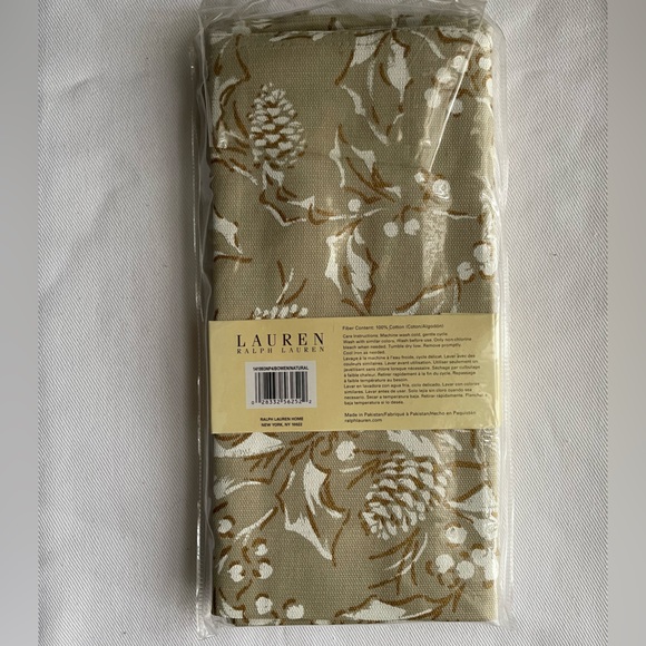 NWT LAUREN RALPH LAUREN NAPKINS BOWEN/ NATURAL Set of Four - Picture 2 of 2